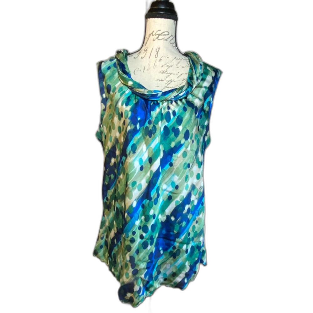 Zac & Rachel Abstract Polka Dot Cowl Neck Top size 2X